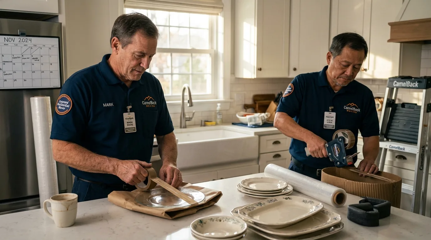 Professional crew packing kitchen dishware in Phoenix, OR